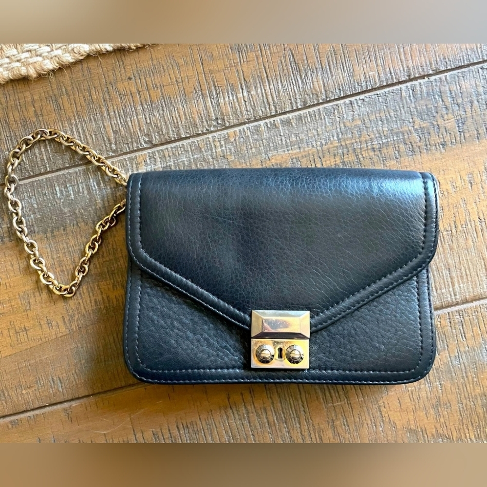 Henri Bendel Black Leather Wristlet Tote Bag